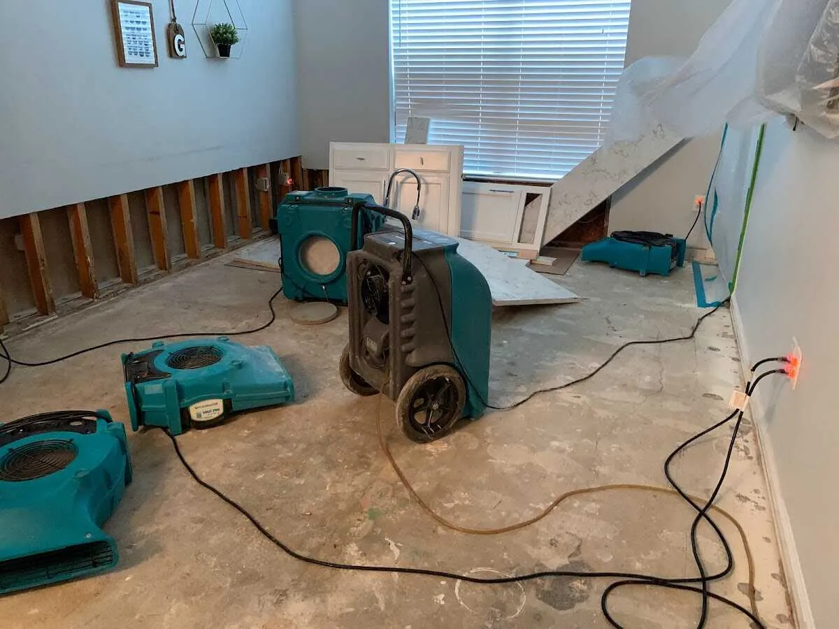 Dehumidifier in flood-cut room for Water Damage Restoration in East Lampeter